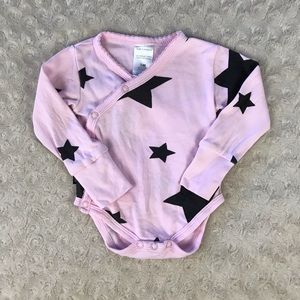 Blue Banana Long Sleeve Bodysuit Black Star Pink